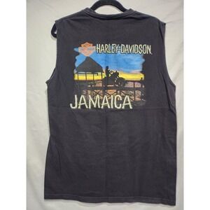 Harley Davidson Mens Sleeveless T Shirt Jamaica Graphic Print Black Size L